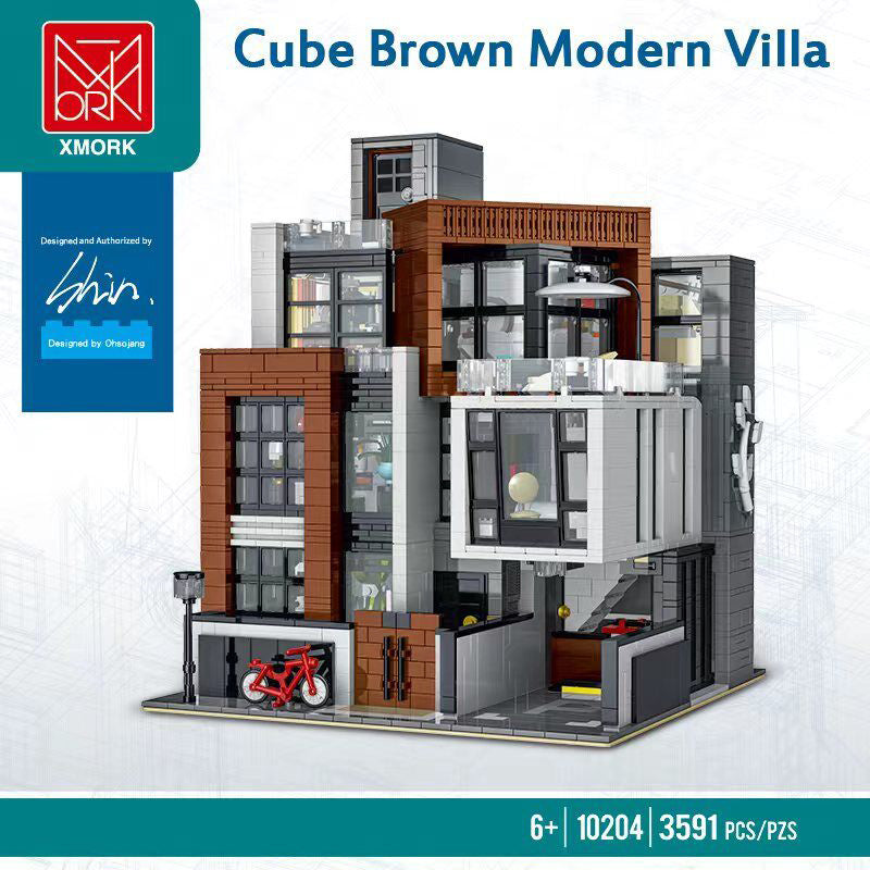 Mork 10204 Cube Brown Modern Villa Modular Buildings 3591pcs Bricks Toys From USA 3-7 Days Delivery.
