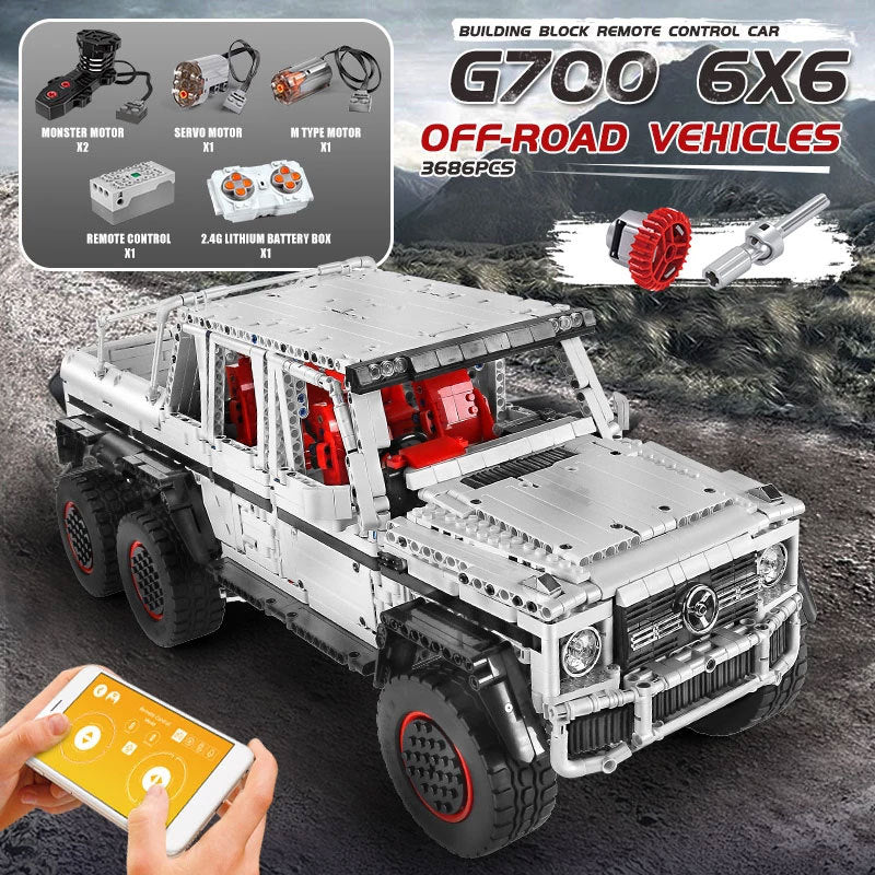 Mould King 13061 High-Tech Series "Mercedes-Benz" G63 6x6 Building Blocks 1:10 Model Ship to Europe 3-7 Days Delivery