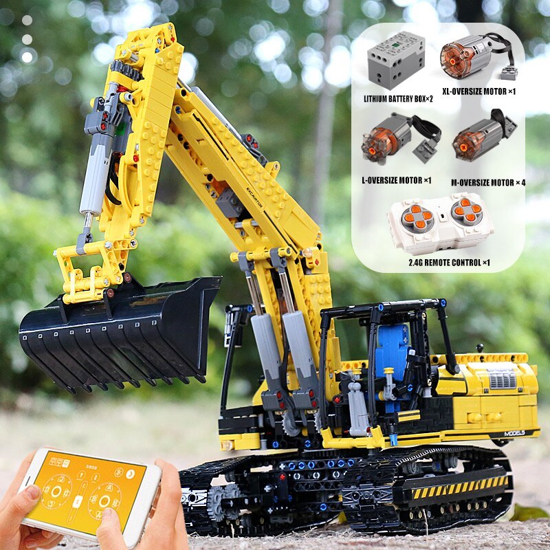 Mould King 13112 Technical excavator Model Building blocks Link Belt 250 X 3 1830pcs bricks with Motor From China Delivery..