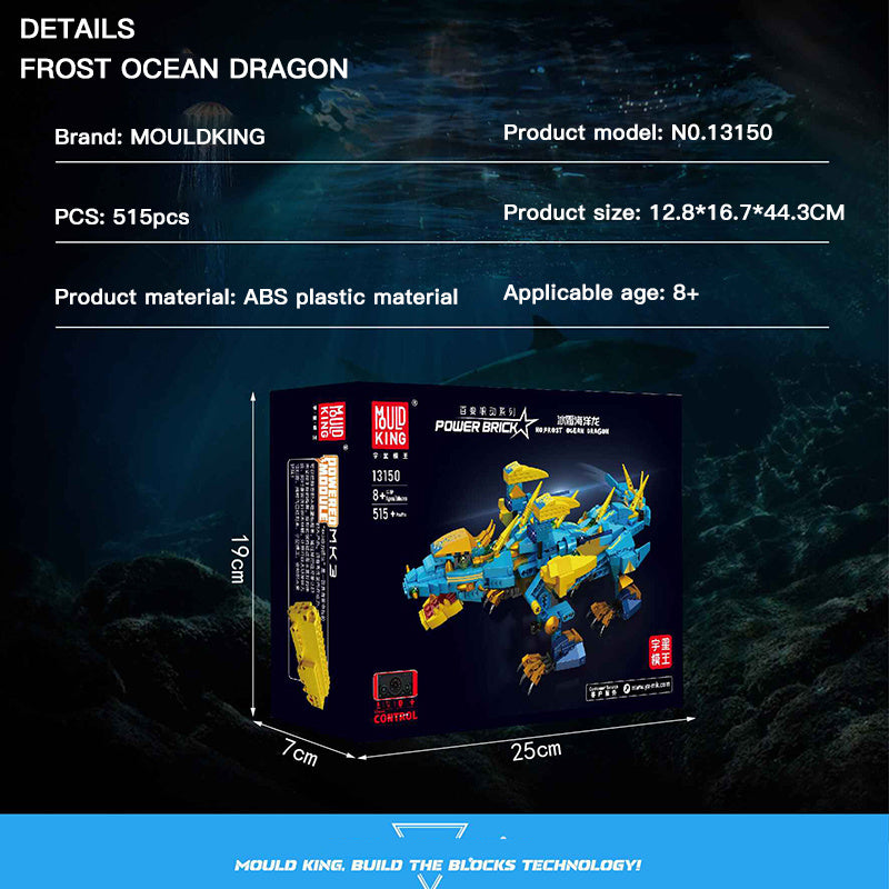 Mould King 13150 MK3 Power Frost Ocean Dragon Building Blocks 515pcs Bricks Toys From China Delivery.