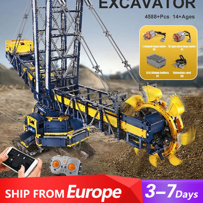 Mould King 17006 High-Tech Series Bucket Wheel Excavator Electric Remote Control APP Building Block Model 4588pcs Ship From Europe 3-7 Days Delivery