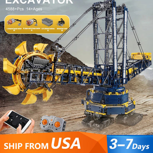Mould King 17006 High-Tech Series Bucket Wheel Excavator Electric Remote Control APP Building Block Model 4588pcs Ship From USA 3-7 Days Delivery