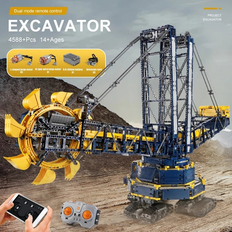 Mould King 17006 High-Tech Series Bucket Wheel Excavator Electric Remote Control APP Building Block Model 4588pcs Ship From USA 3-7 Days Delivery