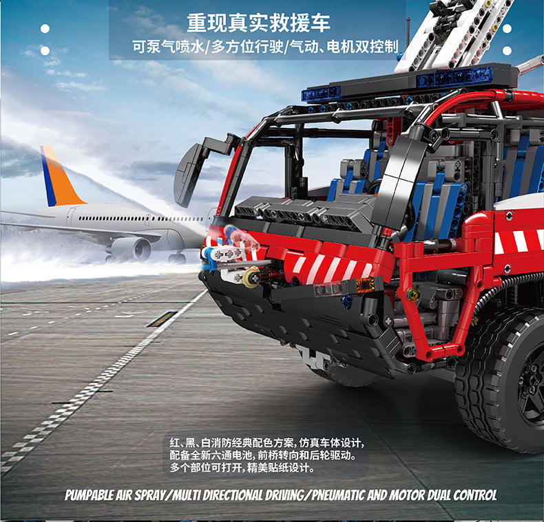 Mould King 19004 MOC Airport Crash Tender With RC Motor Function Car Toys Building Blocks 6653pcs Bricks ship from China.