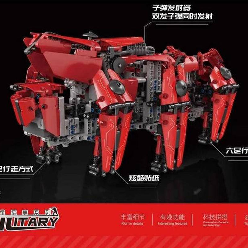 Mould King 20005 Military Series Walking Tank (Hexapod)、MK-HEXA Building Blocks 1608pcs Bricks Ship From China