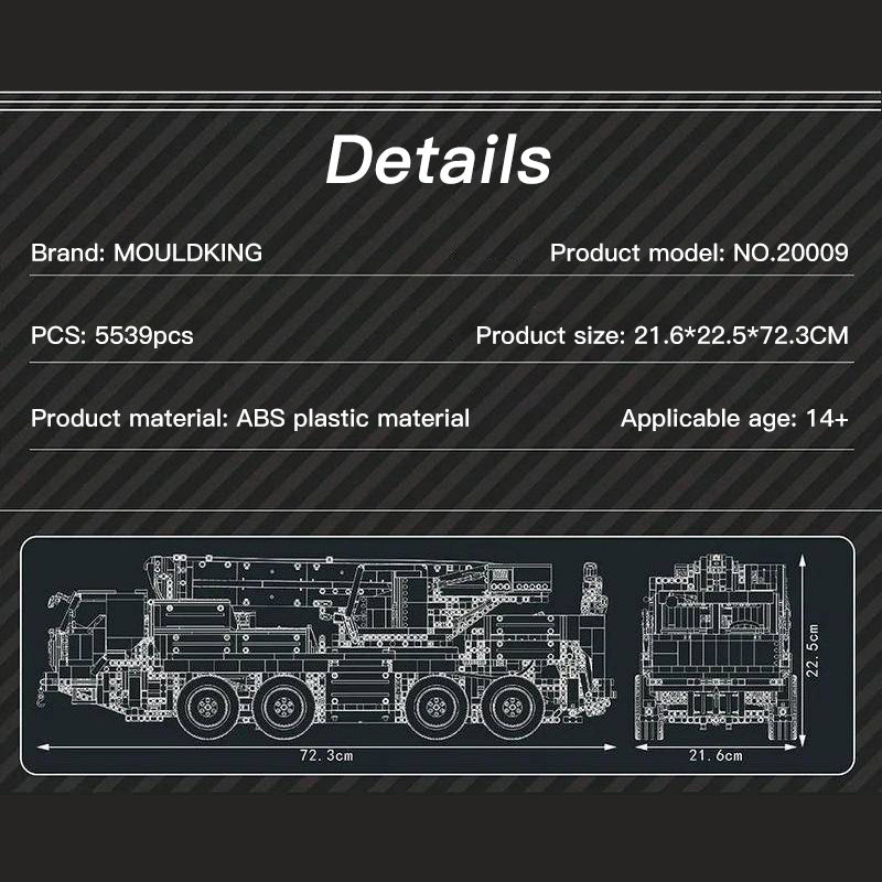 Mould King 20009 Moc Technic Armored Recovery Crane G-BKF Remote Control 5539pcs Bricks Toys From China.