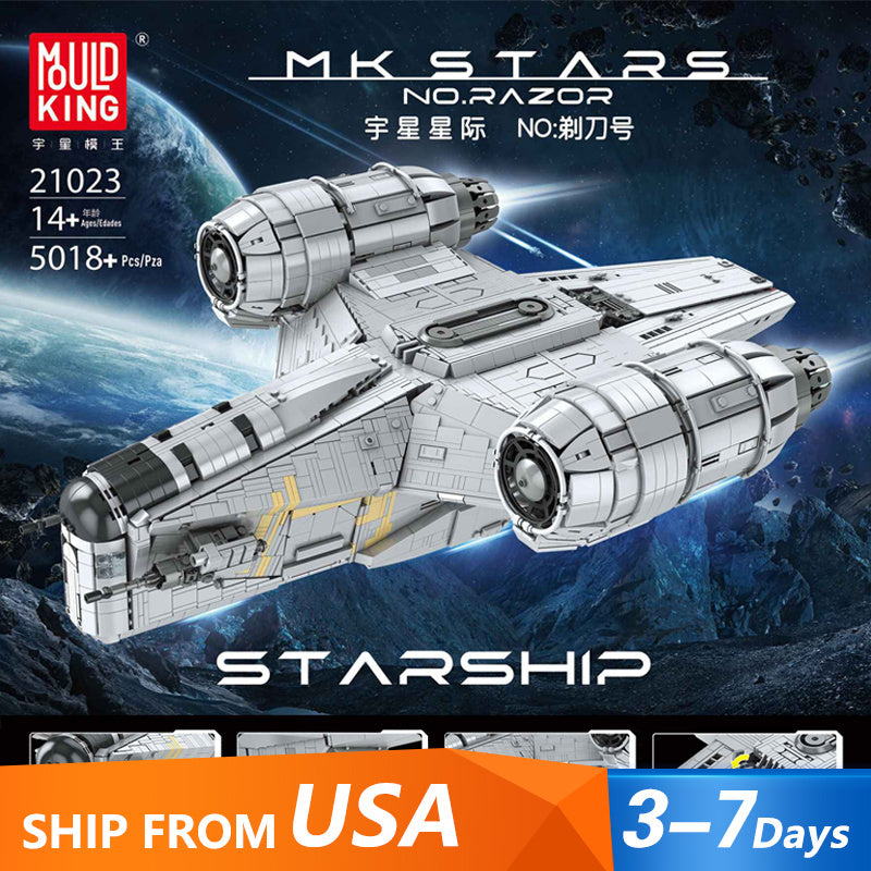 Mould King 21023 Star Plan The Razor Crest Building Blocks 4887pcs Bricks Toys Model Ship From USA 3-7 Days Delivery