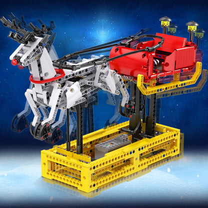 MouldKing 10010 788Pcs Christmas Series Sleigh Reindeer Electric Version Assembled Model Building Block Toy Gift Ship From China