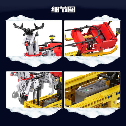 MouldKing 10010 788Pcs Christmas Series Sleigh Reindeer Electric Version Assembled Model Building Block Toy Gift Ship From China