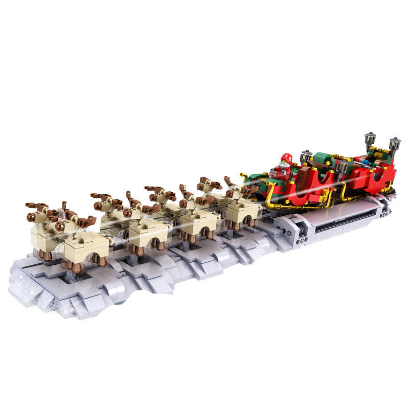 MouldKing 10015 1318Pcs Christmas Series Santa Claus Electric Sleigh Assembled Model Building Block Toy Gift From China