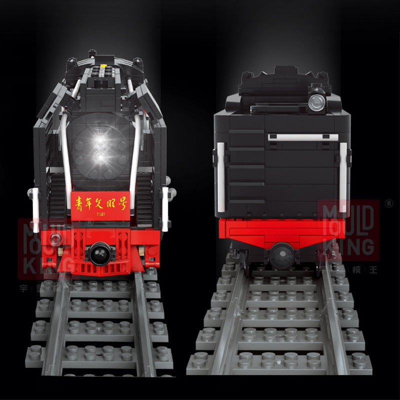 MOULDKING 12003 Technic Railway Series QJ Steam Locomotives Gondola Assembly Building Block 1552pcs Bricks Toy Gift Model Set From China