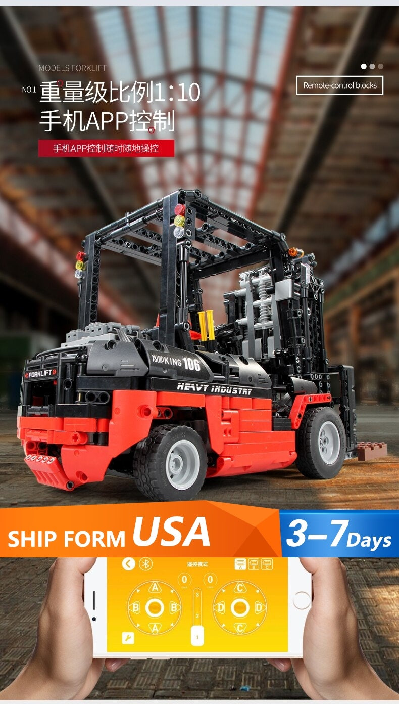 MOULDKING 13106  Technic APP RC Model The Forklift Truck 1719PCS Building Blocks Bricks for Children Assemble Car Christmas Toys