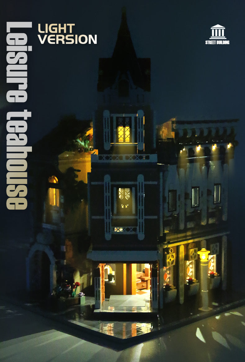 MouldKing 16026 Creator Series Afternoon Tea Restaurant Building Blocks 3039pcs Bricks Toys For Gift [with Light]
