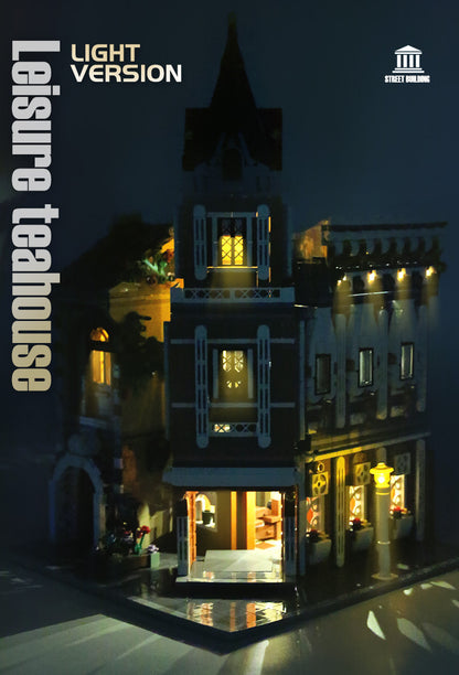 MouldKing 16026 Creator Series Afternoon Tea Restaurant Building Blocks 3039pcs Bricks Toys For Gift [with Light]