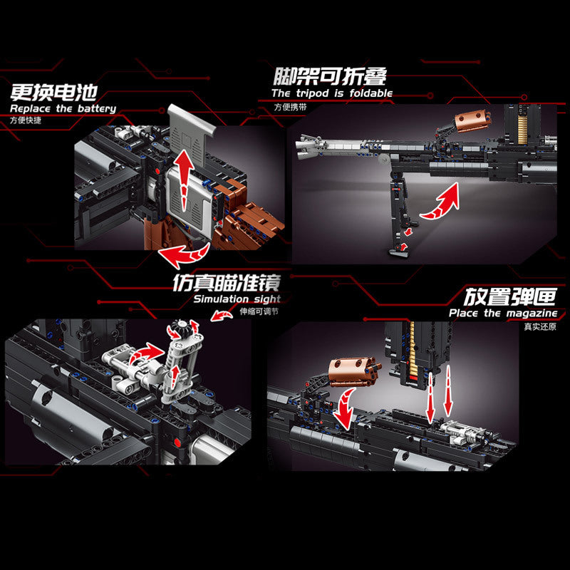 PANGU 15002 Electric Continuous Firing Machine Gun Bren MK Building Block Gun 1785pcs Bricks Ship From China