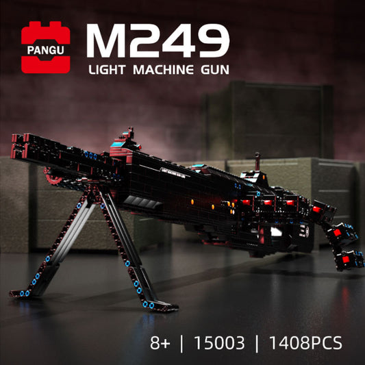 PANGU 15003 Electric Continuous Firing Machine Gun M249 Light Machine Gun Building Blocks 1408pcs Bricks Ship from China