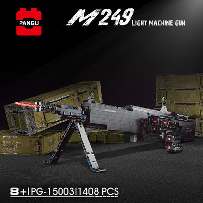 PANGU 15003 Electric Continuous Firing Machine Gun M249 Light Machine Gun Building Blocks 1408pcs Bricks Ship from China