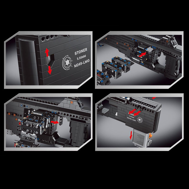 PANGU 15003 Electric Continuous Firing Machine Gun M249 Light Machine Gun Building Blocks 1408pcs Bricks Ship from China