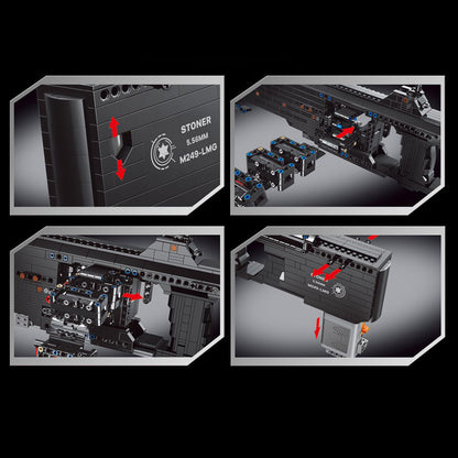 PANGU 15003 Electric Continuous Firing Machine Gun M249 Light Machine Gun Building Blocks 1408pcs Bricks Ship from China