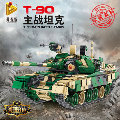 PANLOS 632005 Military Series T-90 Main Battle Tank Children's Puzzle Assembled Building Block Toys From China
