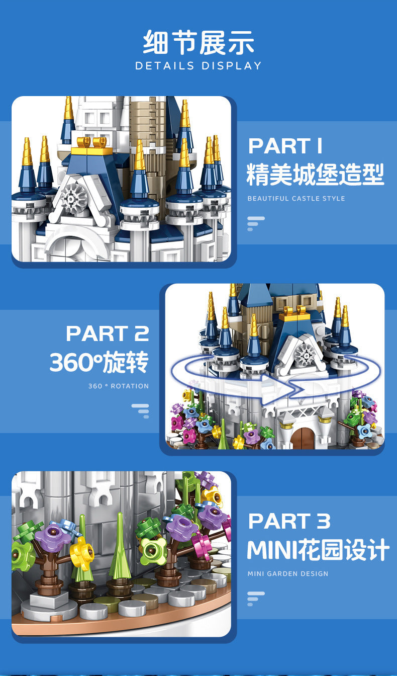 PANLOS 656007 MOC Castle Music Box Building Block Storage Box Windmill Amusement Park 617pcs Bricks Toys From China