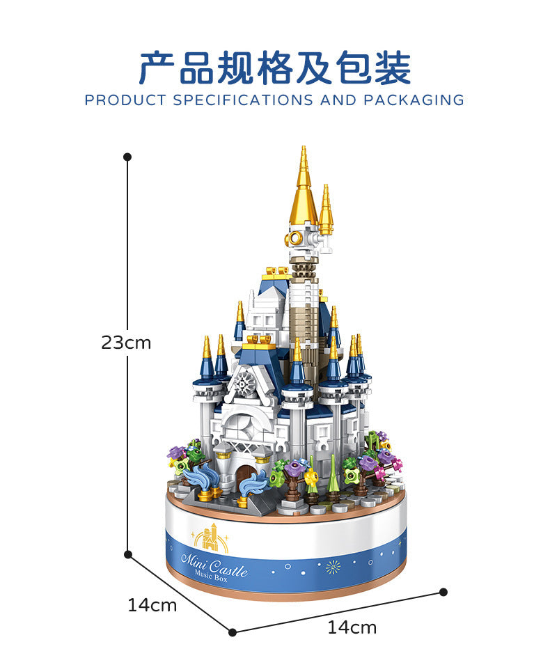 PANLOS 656007 MOC Castle Music Box Building Block Storage Box Windmill Amusement Park 617pcs Bricks Toys From China