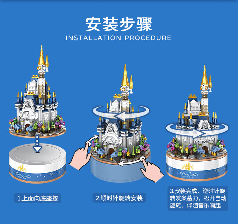 PANLOS 656007 MOC Castle Music Box Building Block Storage Box Windmill Amusement Park 617pcs Bricks Toys From China