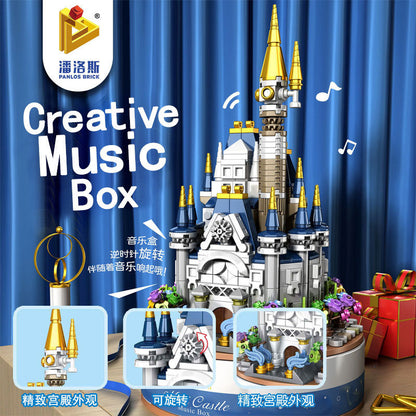 PANLOS 656007 MOC Castle Music Box Building Block Storage Box Windmill Amusement Park 617pcs Bricks Toys From China