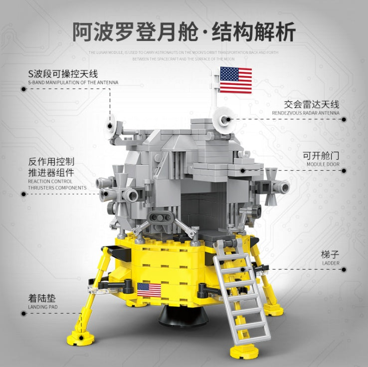 PG-13001 Technology Space Flight Series Lunar Module MOC Model Building Blocks 319pcs Bricks Toy Gift for Children Ship From China