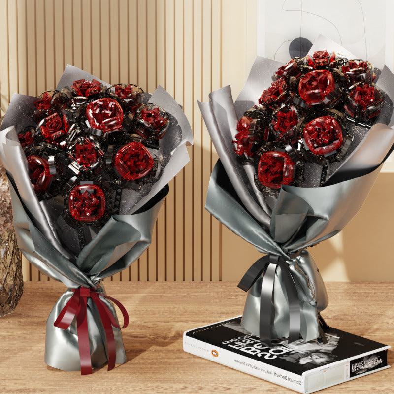 QIZHILE 92009 Creator Expert  Botanical Collection Wine Red Heart Flower Building Blocks With Florist Paper 800+PCS Bricks Fom China.