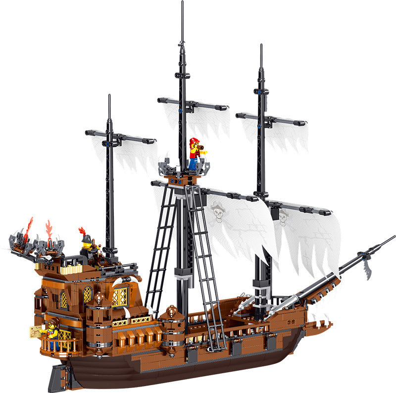 QL1802 Wanderer Pirates of the Caribbean Ship Model Children's Building Blocks Model Puzzle Assembling Toys Ship From China