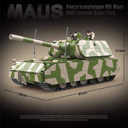 QUANGUAN 100234 Military Panzerkampfwagen Maus German Super Tank Building Blocks 2930pcs bricks toy no box from China.