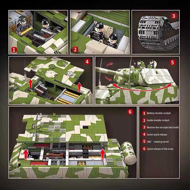 QUANGUAN 100234 Military Panzerkampfwagen Maus German Super Tank Building Blocks 2930pcs bricks toy no box from China.