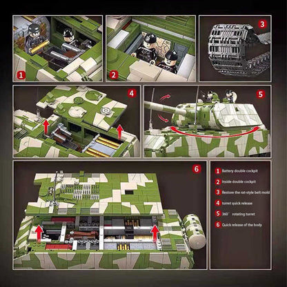 QUANGUAN 100234 Military Panzerkampfwagen Maus German Super Tank Building Blocks 2930pcs bricks toy no box from China.