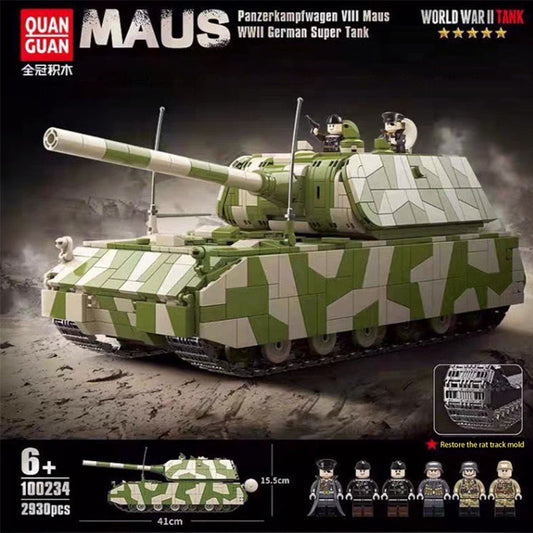 QUANGUAN 100234 Military Panzerkampfwagen Maus German Super Tank Building Blocks 2930pcs bricks toy no box from China.