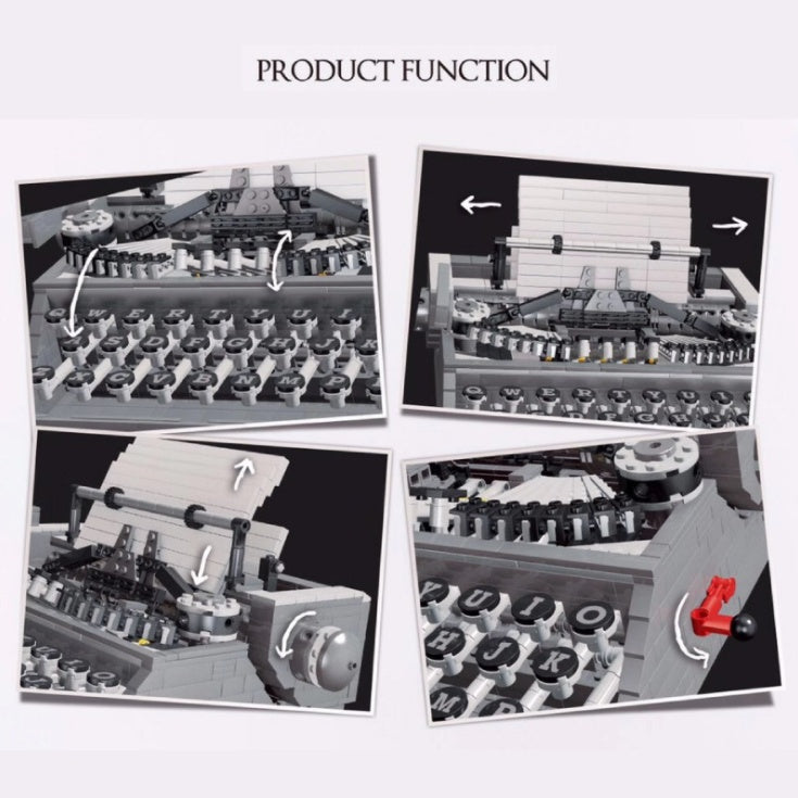 QIZHILE 90011 1618pcs Nostalgic MOC Typewriter Model Building Block Toy From China