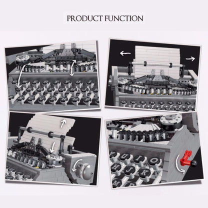 QIZHILE 90011 1618pcs Nostalgic MOC Typewriter Model Building Block Toy From China