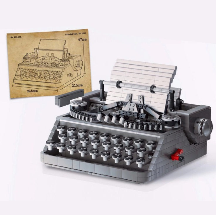 QIZHILE 90011 1618pcs Nostalgic MOC Typewriter Model Building Block Toy From China