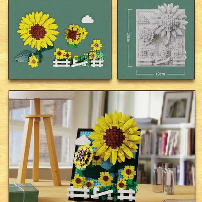 QIZHILE 92003 Helianthus Decorative Portrait Home Decoration Building Block Toy From China