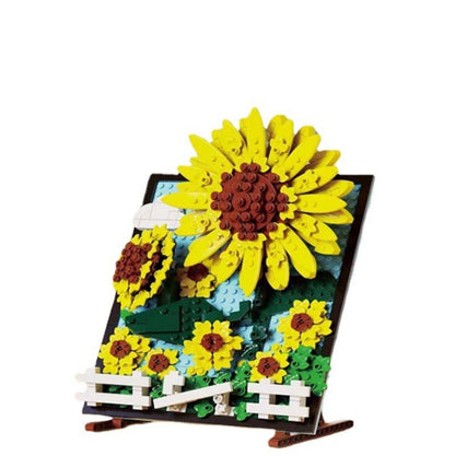 QIZHILE 92003 Helianthus Decorative Portrait Home Decoration Building Block Toy From China