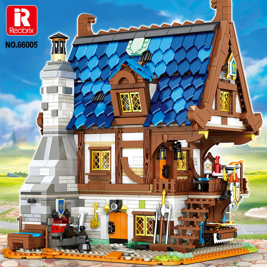 Reobrix 66005 Retro Medieval Smithy Architecture Town Street Famous 2366pcs Building Blocks From China