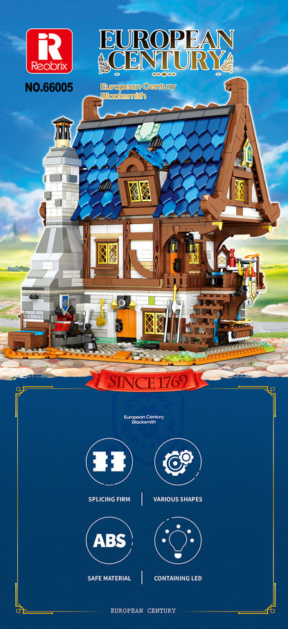 Reobrix 66005 Retro Medieval Smithy Architecture Town Street Famous 2366pcs Building Blocks From China