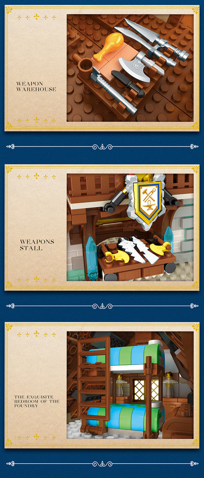 Reobrix 66005 Retro Medieval Smithy Architecture Town Street Famous 2366pcs Building Blocks From China