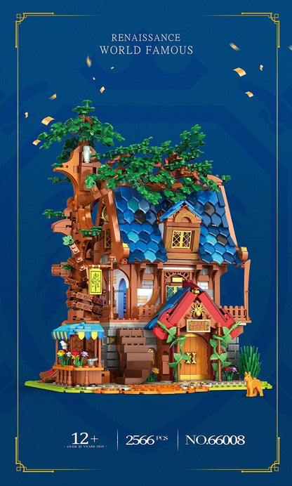 Reobrix 66008 City Street View Tree House Set Model Bricks Medieval Architecture Series 2566pcs Building Blocks  from China.
