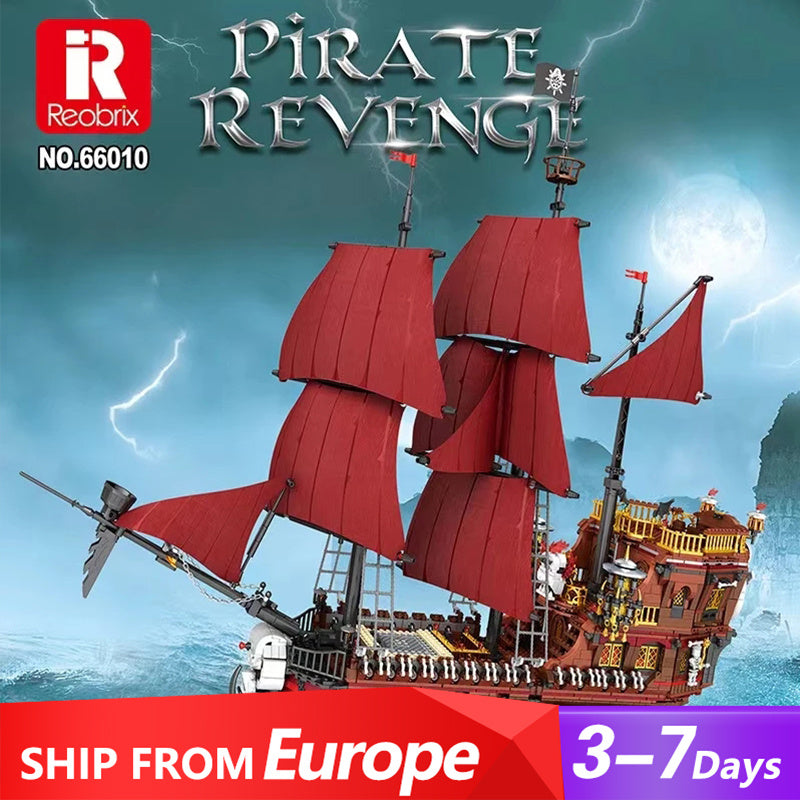 Reobrix 66010 Expert Ideas Pirate Revenge-Model Ship Building Blocks 3066pcs Bricks Model Movie Toys From Europe 3-7 Days Delivery.