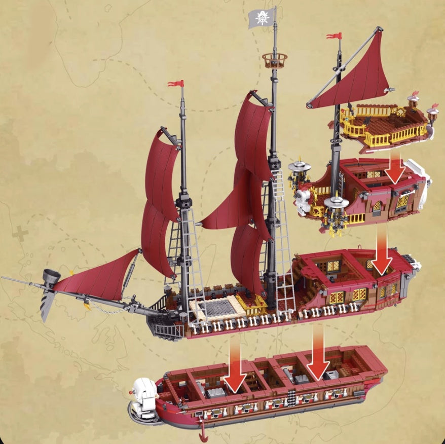 Reobrix 66010 Expert Ideas Pirate Revenge-Model Ship Building Blocks 3066pcs Bricks Model Movie Toys From Europe 3-7 Days Delivery.