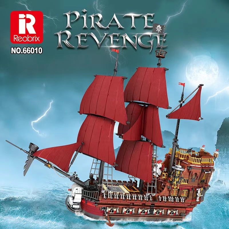 Reobrix 66010 MOC Expert Ideas Pirate Revenge-Model Ship Building Blocks 3066pcs Bricks Model Movie Toys from China.