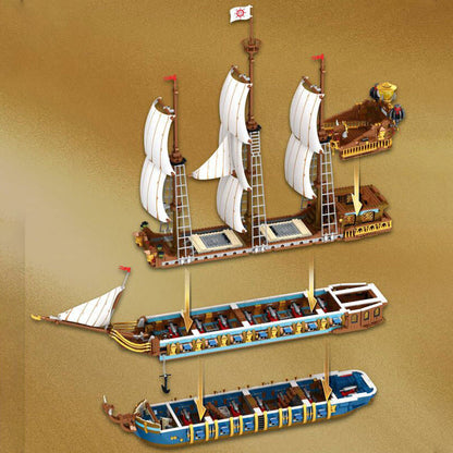 Reobrix 66011 Moc Movie Pirates The Royal Fleet The Sun ship Building Blocks 3162pcs bricks toys from China
