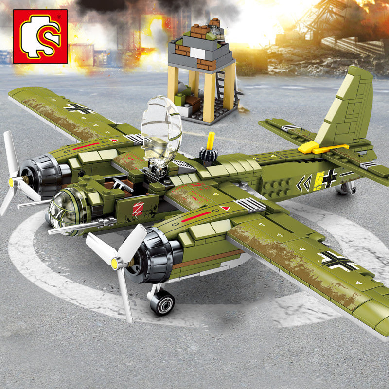 SEMBO 101037 MOC Military Empires of Steel Ju-88 Bomber Building Blocks 559pcs Bricks toys From China Delivery.