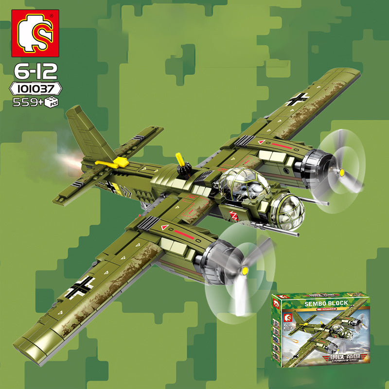 SEMBO 101037 MOC Military Empires of Steel Ju-88 Bomber Building Blocks 559pcs Bricks toys From China Delivery.